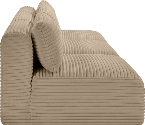 Faye 93" Taupe Corduroy Performance Fabric Upholstered Armless Sofa, 3-Piece