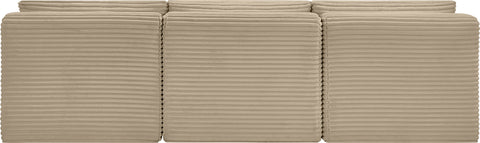 Faye 93" Taupe Corduroy Performance Fabric Upholstered Armless Sofa, 3-Piece