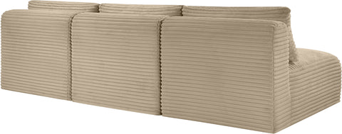 Faye 93" Taupe Corduroy Performance Fabric Upholstered Armless Sofa, 3-Piece