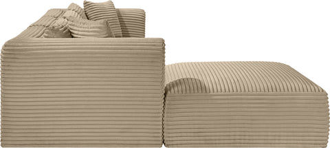 Faye 109" Taupe Corduroy Performance Fabric Upholstered Sectional, 4-Piece