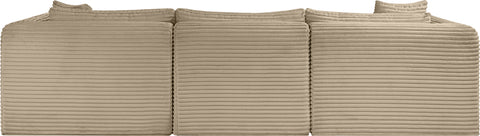 Faye 109" Taupe Corduroy Performance Fabric Upholstered Sectional, 4-Piece