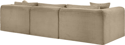 Faye 109" Taupe Corduroy Performance Fabric Upholstered Sectional, 4-Piece