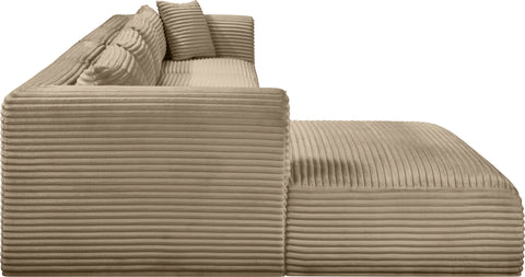 Faye 145" Taupe Corduroy Performance Fabric Upholstered Sectional, 4-Piece