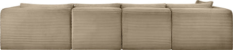 Faye 145" Taupe Corduroy Performance Fabric Upholstered Sectional, 4-Piece