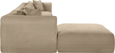 Faye 140" Taupe Corduroy Performance Fabric Upholstered Sectional, 5-Piece