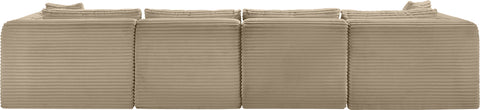 Faye 140" Taupe Corduroy Performance Fabric Upholstered Sectional, 5-Piece