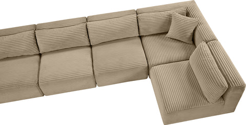 Faye 140" Taupe Corduroy Performance Fabric Upholstered Sectional, 5-Piece (Style 2)