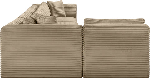 Faye 140" Taupe Corduroy Performance Fabric Upholstered Sectional, 5-Piece (Style 2)