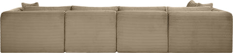 Faye 140" Taupe Corduroy Performance Fabric Upholstered Sectional, 5-Piece (Style 2)
