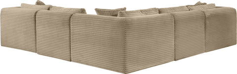 Faye 109" Taupe Corduroy Performance Fabric Upholstered Sectional, 5-Piece