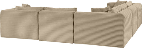 Faye 109" Taupe Corduroy Performance Fabric Upholstered Sectional, 5-Piece
