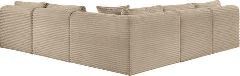 Faye 101" Taupe Corduroy Performance Fabric Upholstered Sectional, 5-Piece