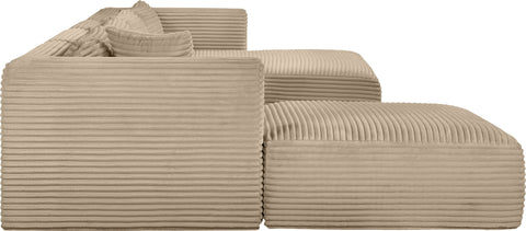 Faye 145" Taupe Corduroy Performance Fabric Upholstered Sectional, 5-Piece