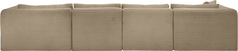Faye 145" Taupe Corduroy Performance Fabric Upholstered Sectional, 5-Piece