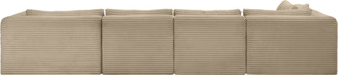 Faye 145" Taupe Corduroy Performance Fabric Upholstered Sectional, 5-Piece (Style 2)