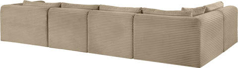 Faye 145" Taupe Corduroy Performance Fabric Upholstered Sectional, 5-Piece (Style 2)
