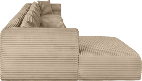 Faye 176" Taupe Corduroy Performance Fabric Upholstered Sectional, 5-Piece