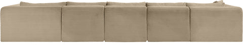 Faye 176" Taupe Corduroy Performance Fabric Upholstered Sectional, 5-Piece