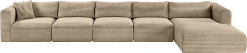 Faye 176" Taupe Corduroy Performance Fabric Upholstered Sectional, 5-Piece