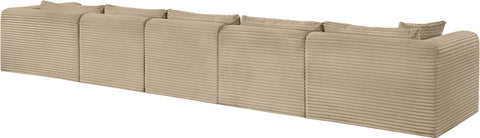 Faye 176" Taupe Corduroy Performance Fabric Upholstered Sectional, 5-Piece