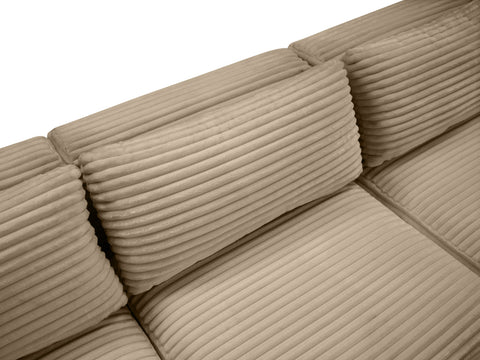 Faye 176" Taupe Corduroy Performance Fabric Upholstered Sectional, 5-Piece