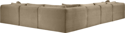 Faye 140" Taupe Corduroy Performance Fabric Upholstered Sectional, 6-Piece