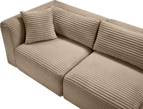 Faye 140" Taupe Corduroy Performance Fabric Upholstered Sectional, 6-Piece