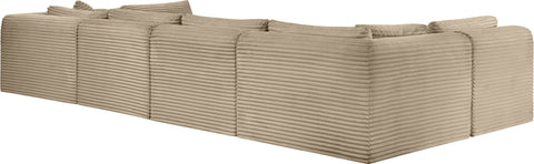 Faye 140" Taupe Corduroy Performance Fabric Upholstered Sectional, 6-Piece (Style 2)