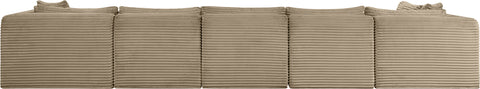 Faye 171" Taupe Corduroy Performance Fabric Upholstered Sectional, 6-Piece