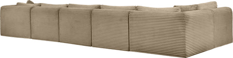 Faye 171" Taupe Corduroy Performance Fabric Upholstered Sectional, 6-Piece