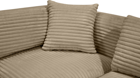 Faye 140" Taupe Corduroy Performance Fabric Upholstered Sectional, 6-Piece (Style 3)
