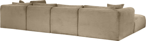 Faye 140" Taupe Corduroy Performance Fabric Upholstered Sectional, 6-Piece (Style 3)
