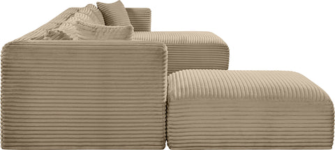 Faye 176" Taupe Corduroy Performance Fabric Upholstered Sectional, 6-Piece