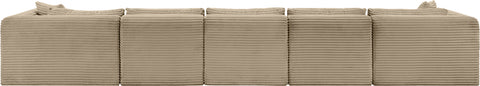 Faye 176" Taupe Corduroy Performance Fabric Upholstered Sectional, 6-Piece