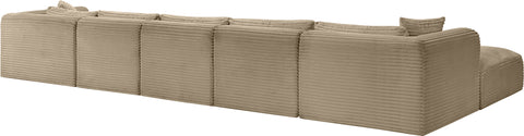 Faye 176" Taupe Corduroy Performance Fabric Upholstered Sectional, 6-Piece