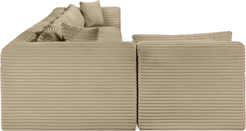 Faye 202" Taupe Corduroy Performance Fabric Upholstered Sectional, 7-Piece