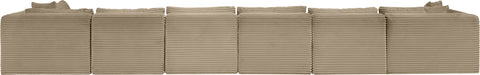 Faye 202" Taupe Corduroy Performance Fabric Upholstered Sectional, 7-Piece