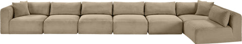 Faye 202" Taupe Corduroy Performance Fabric Upholstered Sectional, 7-Piece