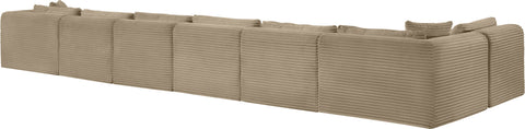 Faye 202" Taupe Corduroy Performance Fabric Upholstered Sectional, 7-Piece