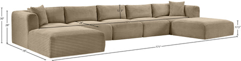 Faye 171" Taupe Corduroy Performance Fabric Upholstered Sectional, 7-Piece (Style 2)