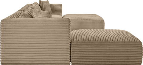 Faye 171" Taupe Corduroy Performance Fabric Upholstered Sectional, 7-Piece (Style 2)