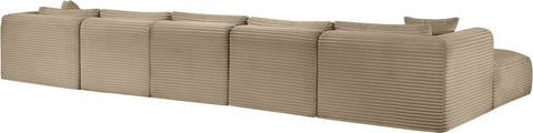 Faye 171" Taupe Corduroy Performance Fabric Upholstered Sectional, 7-Piece (Style 2)