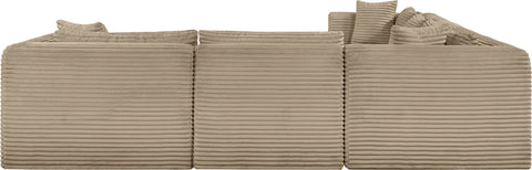 Faye 140" Taupe Corduroy Performance Fabric Upholstered Sectional, 7-Piece