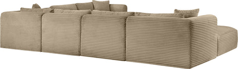 Faye 140" Taupe Corduroy Performance Fabric Upholstered Sectional, 7-Piece