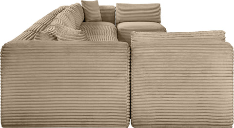 Faye 233" Taupe Corduroy Performance Fabric Upholstered Sectional, 9-Piece