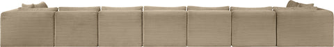 Faye 233" Taupe Corduroy Performance Fabric Upholstered Sectional, 9-Piece