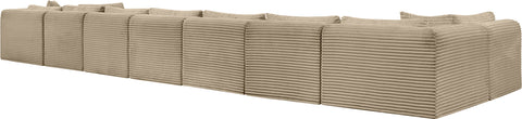 Faye 233" Taupe Corduroy Performance Fabric Upholstered Sectional, 9-Piece