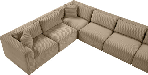 Faye 171" Taupe Corduroy Performance Fabric Upholstered Sectional, 9-Piece