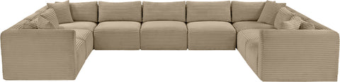 Faye 171" Taupe Corduroy Performance Fabric Upholstered Sectional, 9-Piece