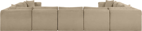 Faye 171" Taupe Corduroy Performance Fabric Upholstered Sectional, 9-Piece
